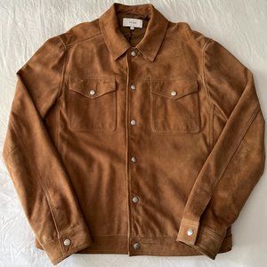 Reiss Tan Suede Trucker Jacket
